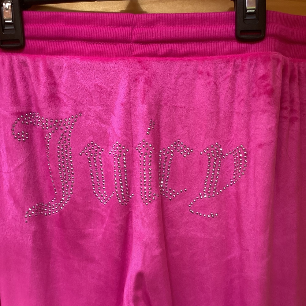 Juicy Couture Hot Pink Velour Rhinestone Logo Sleep Pants NWT Large